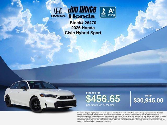 new 2026 Honda Civic Hybrid car, priced at $30,695