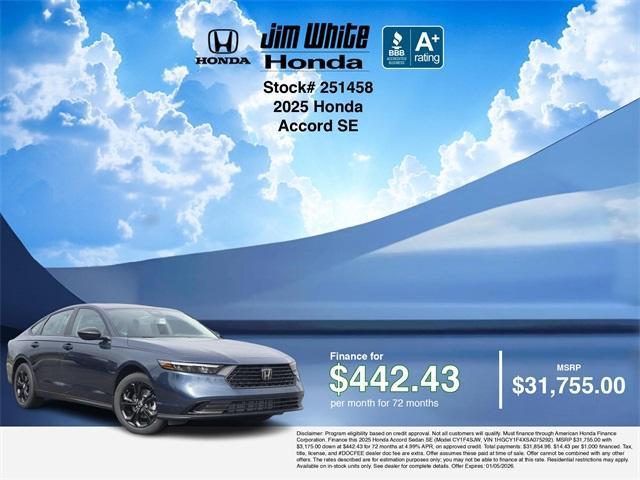 new 2025 Honda Accord car, priced at $31,755