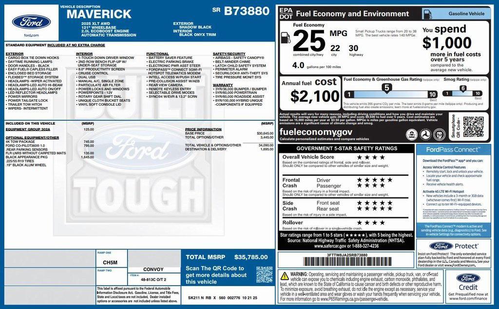 new 2025 Ford Maverick car, priced at $35,785