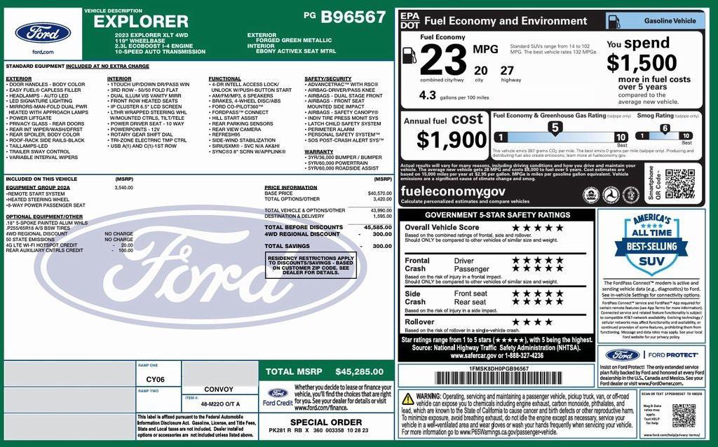 used 2023 Ford Explorer car, priced at $31,148
