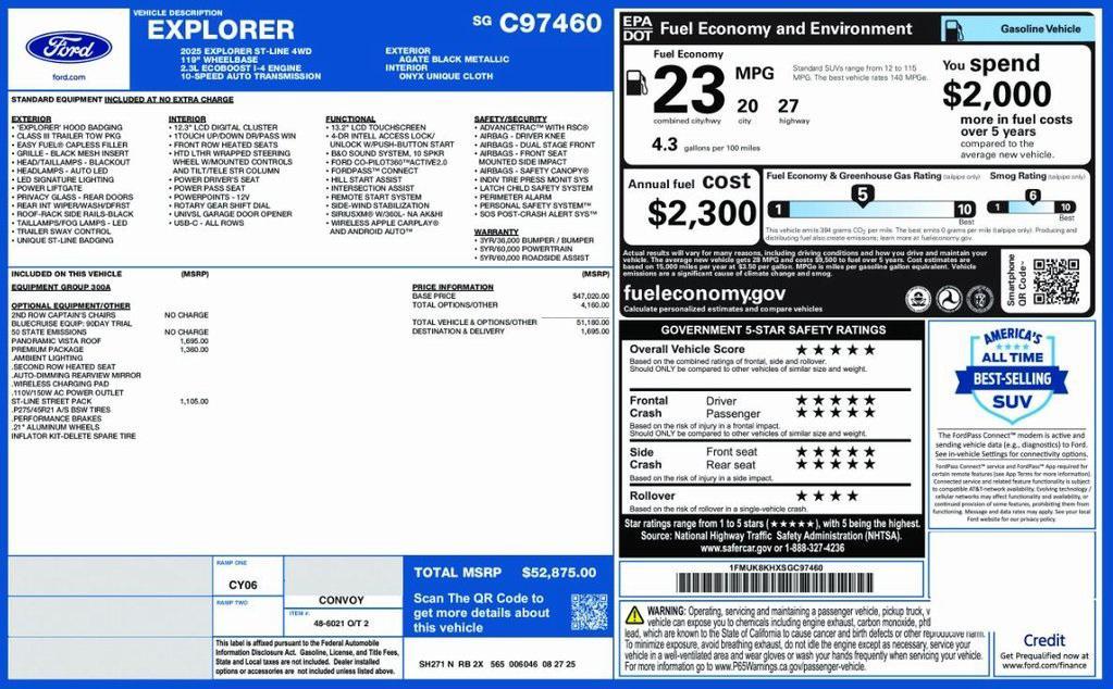 new 2025 Ford Explorer car, priced at $50,816