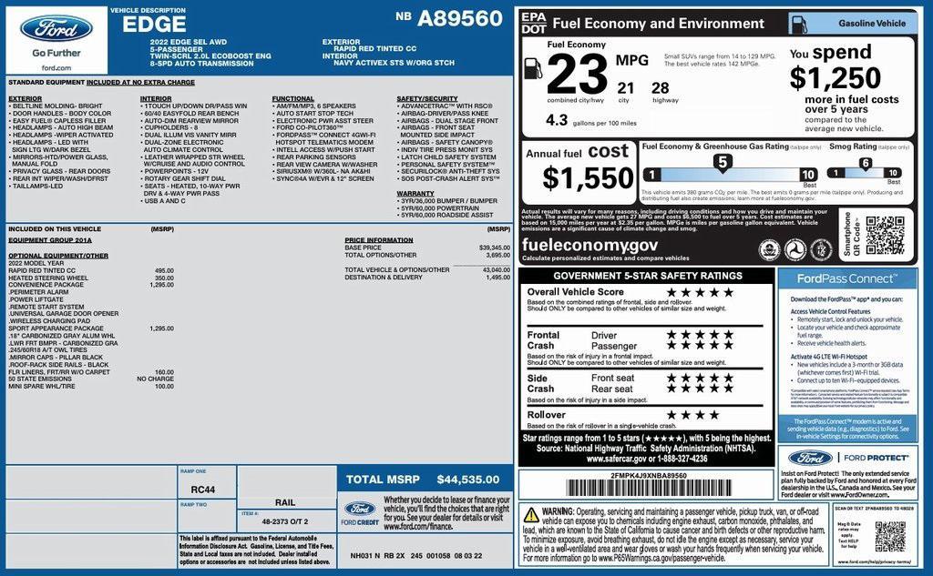 used 2022 Ford Edge car, priced at $25,350