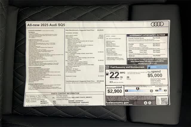 new 2025 Audi SQ5 car, priced at $74,395
