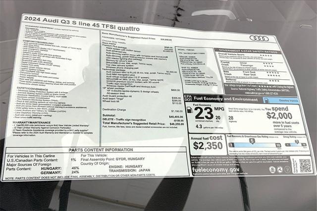 new 2024 Audi Q3 car, priced at $48,255