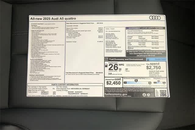 new 2025 Audi A5 car, priced at $54,025