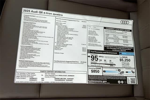 new 2025 Audi Q6 e-tron car, priced at $74,580