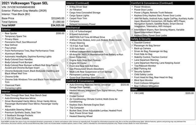used 2021 Volkswagen Tiguan car, priced at $22,900