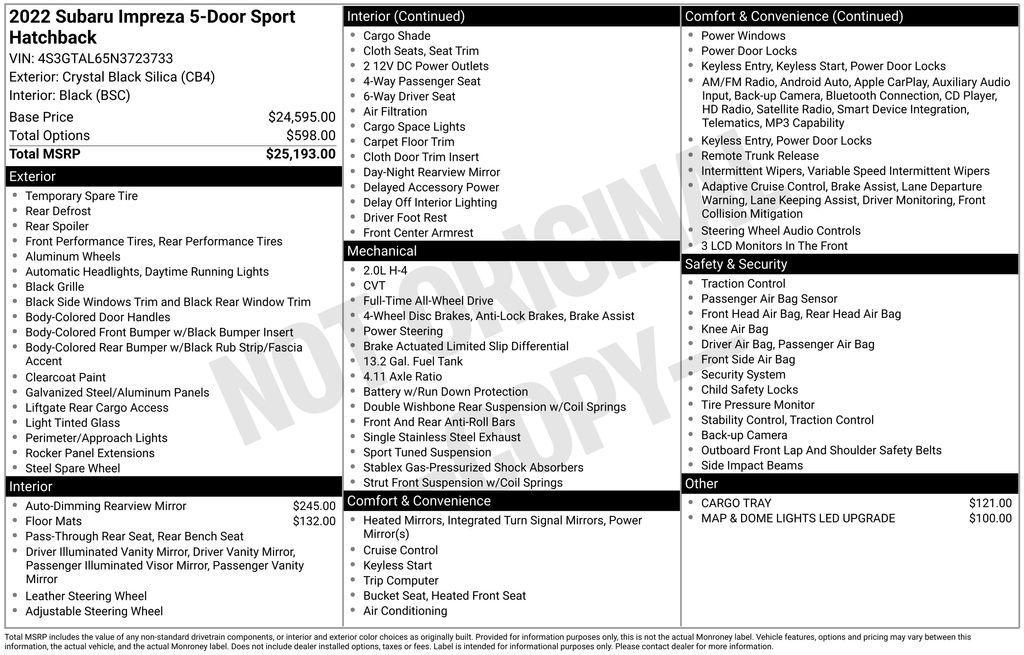 used 2022 Subaru Impreza car, priced at $22,538