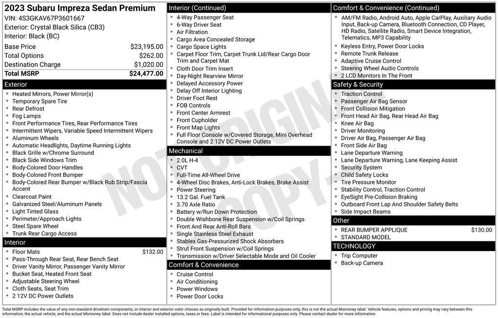 used 2023 Subaru Impreza car, priced at $20,318