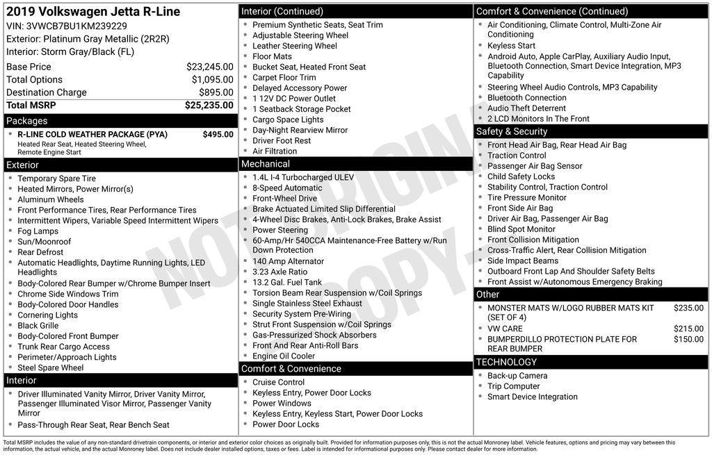 used 2019 Volkswagen Jetta car, priced at $15,000