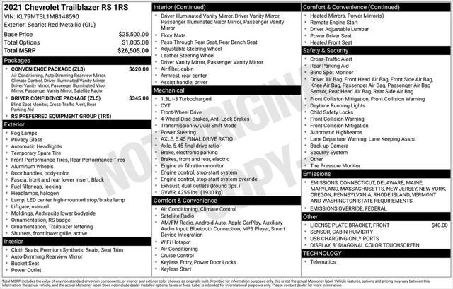 used 2021 Chevrolet TrailBlazer car, priced at $22,500