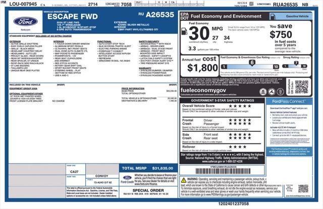 used 2024 Ford Escape car, priced at $24,900