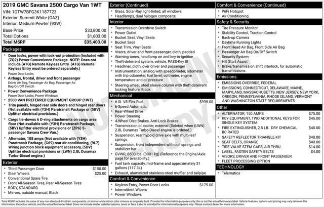 used 2019 GMC Savana 2500 car, priced at $25,000