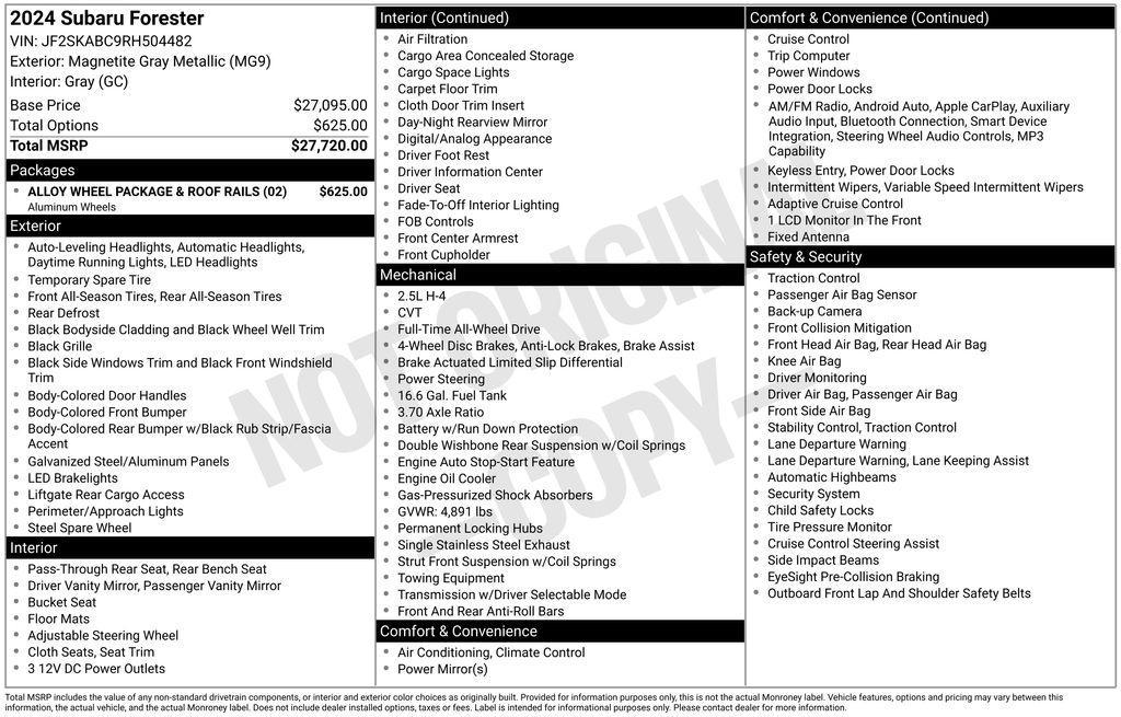 used 2024 Subaru Forester car, priced at $27,264