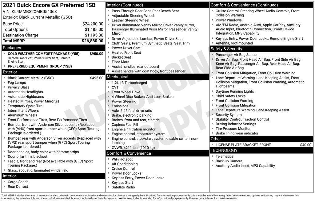 used 2021 Buick Encore GX car, priced at $18,200