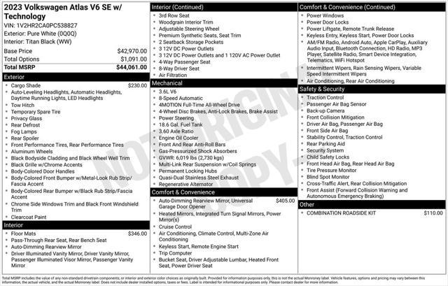 used 2023 Volkswagen Atlas car, priced at $33,900