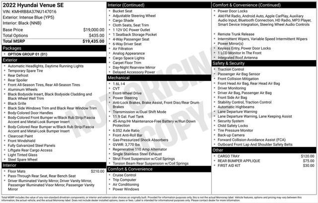 used 2022 Hyundai Venue car, priced at $17,900