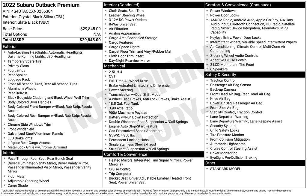 used 2022 Subaru Outback car, priced at $27,500
