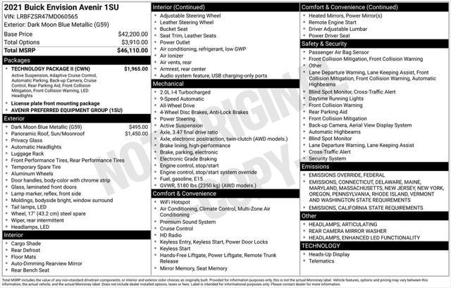 used 2021 Buick Envision car, priced at $27,900