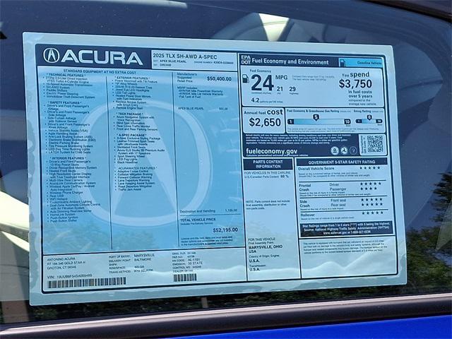 new 2025 Acura TLX car, priced at $52,195