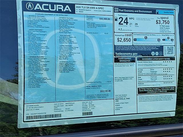 new 2025 Acura TLX car, priced at $52,195