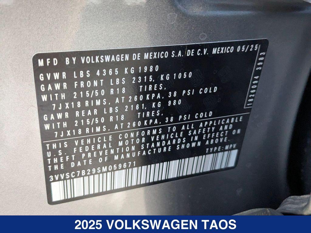new 2025 Volkswagen Taos car, priced at $30,540