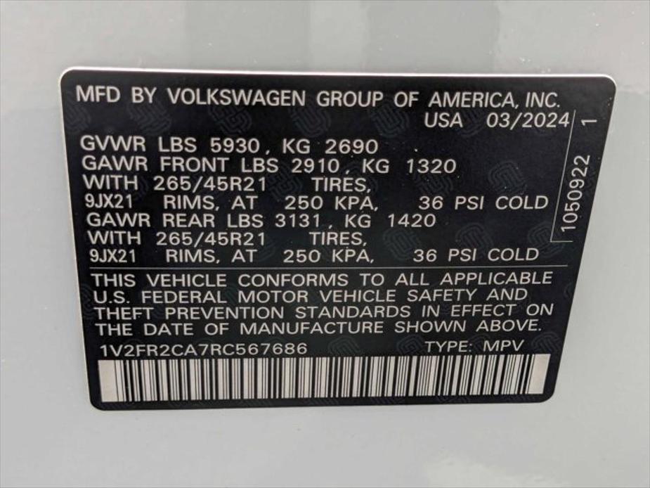 new 2024 Volkswagen Atlas car, priced at $56,831