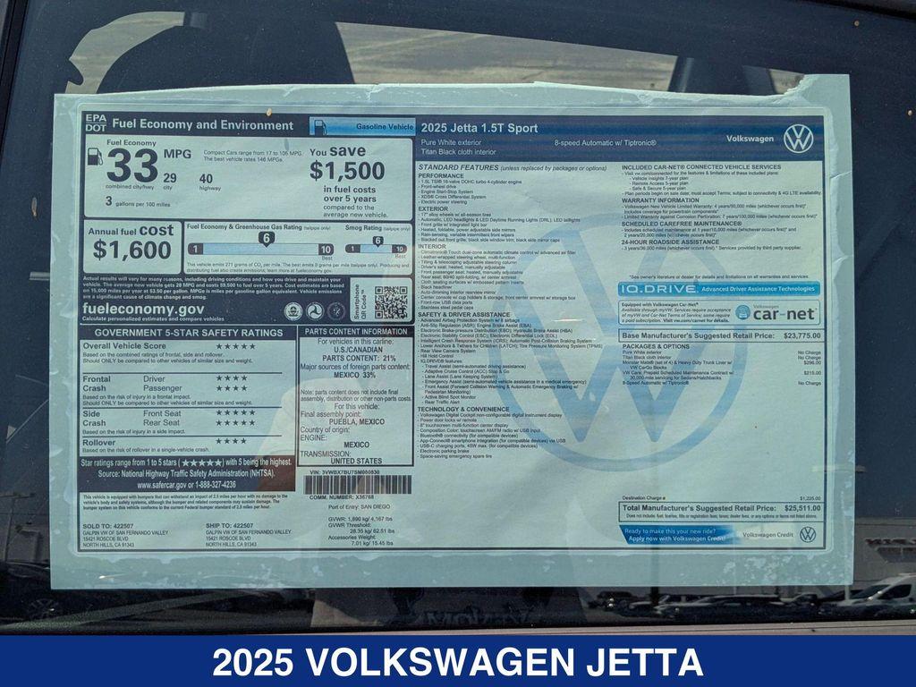new 2025 Volkswagen Jetta car, priced at $25,511