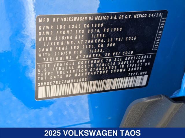 new 2025 Volkswagen Taos car, priced at $31,101