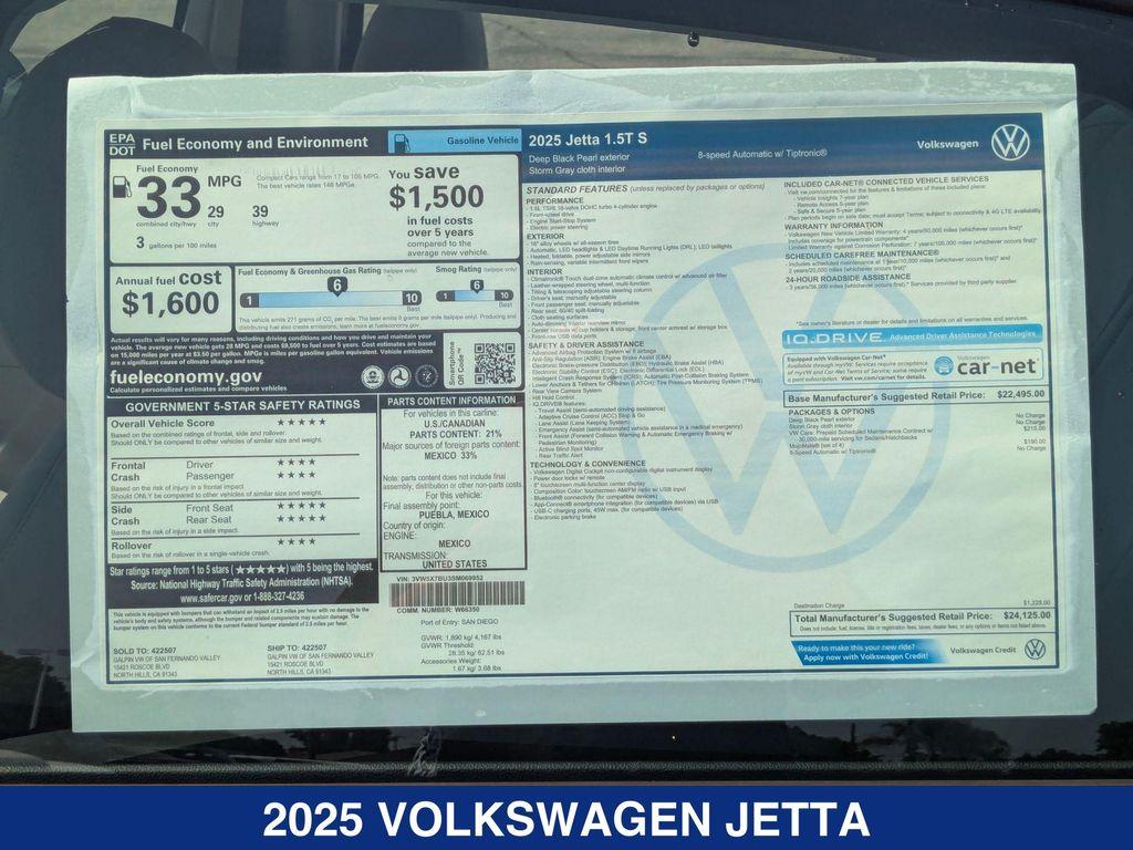 new 2025 Volkswagen Jetta car, priced at $24,125