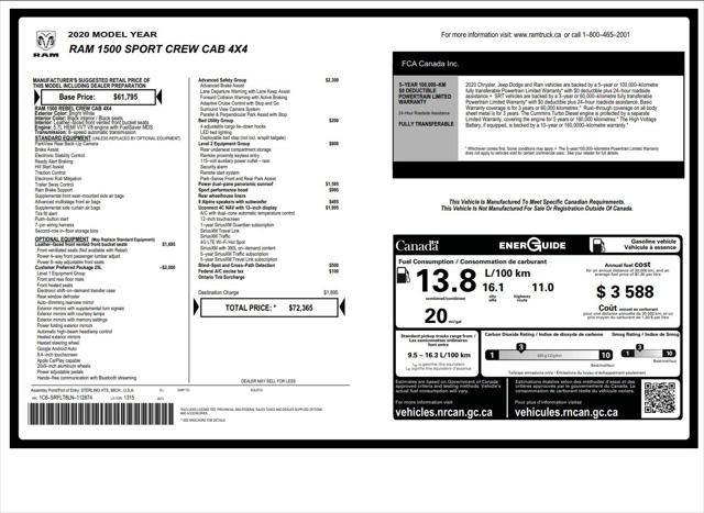 used 2020 Ram 1500 car, priced at $36,000