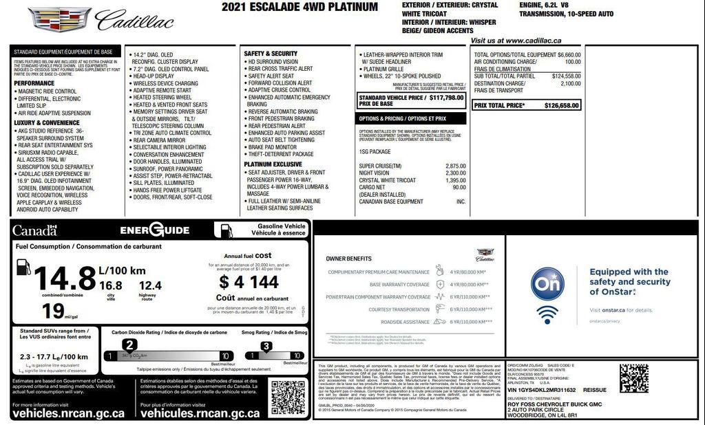 used 2021 Cadillac Escalade car, priced at $73,000