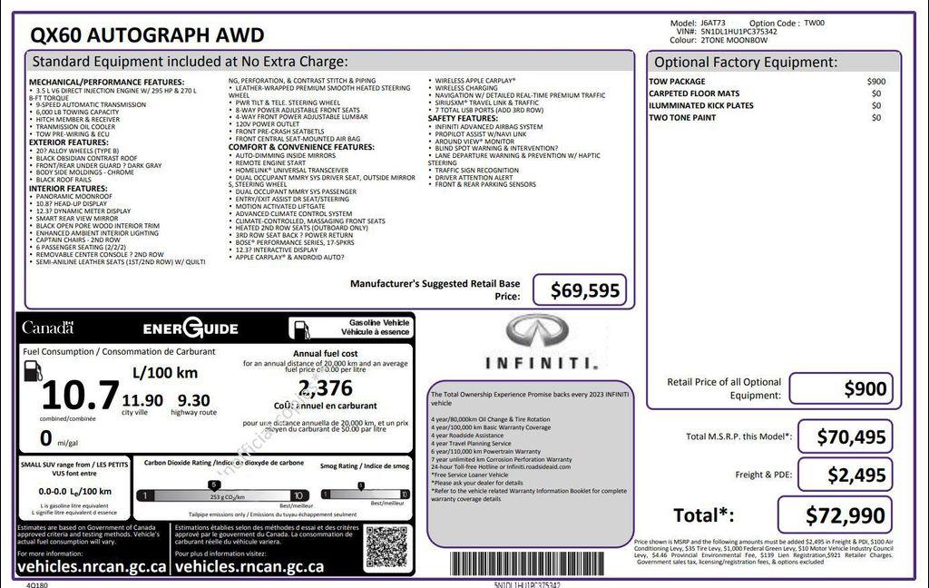 used 2023 INFINITI QX60 car, priced at $42,000