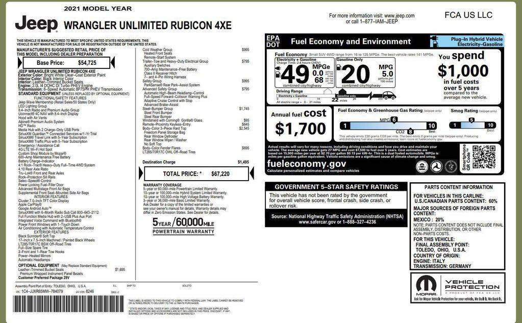 used 2021 Jeep Wrangler Unlimited 4xe car, priced at $36,500
