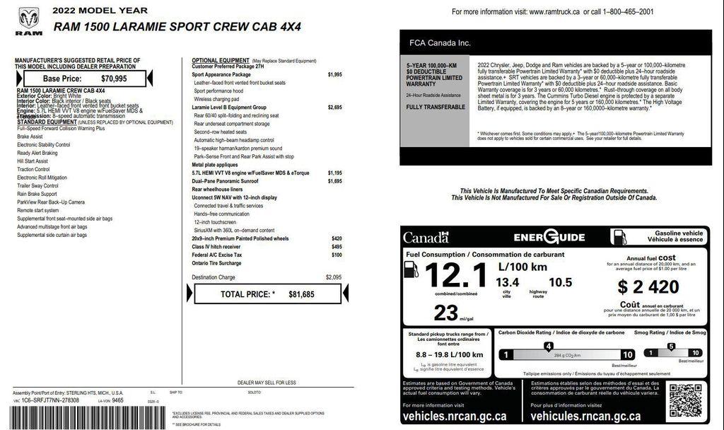 used 2022 Ram 1500 car, priced at $44,500