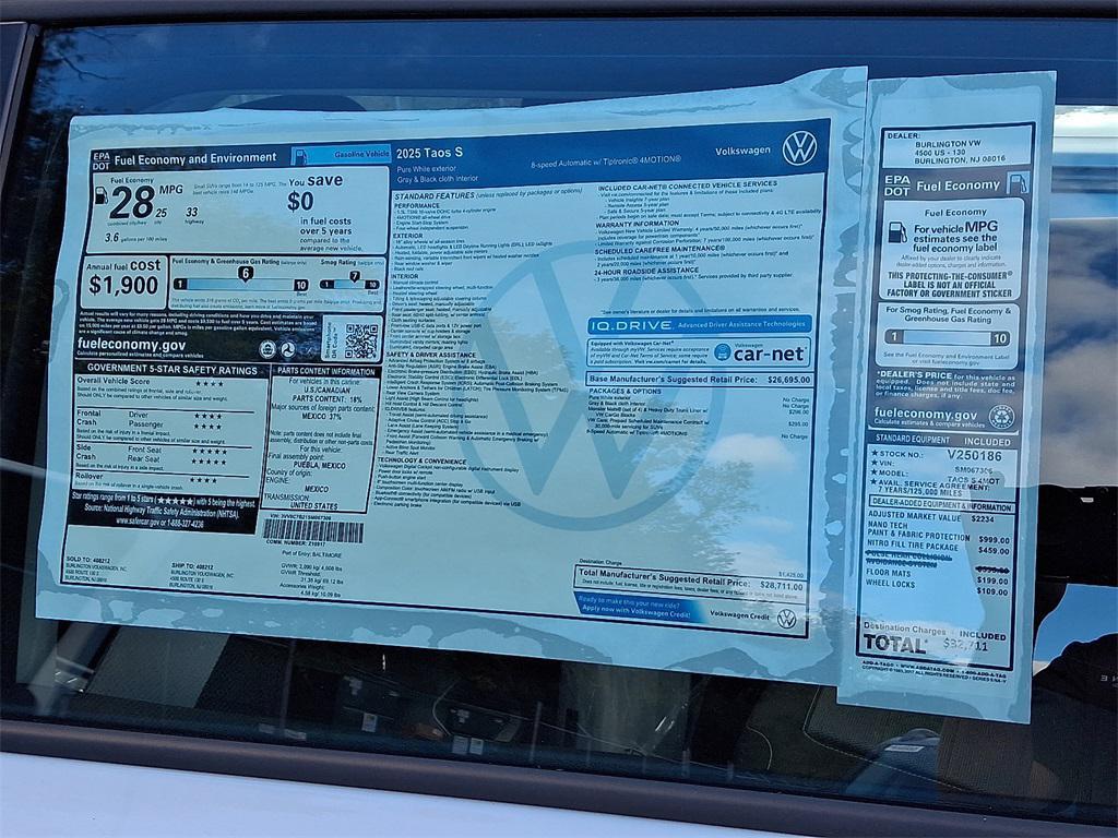 new 2025 Volkswagen Taos car, priced at $28,711