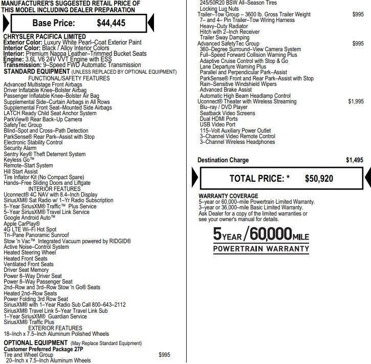 used 2019 Chrysler Pacifica car, priced at $22,995