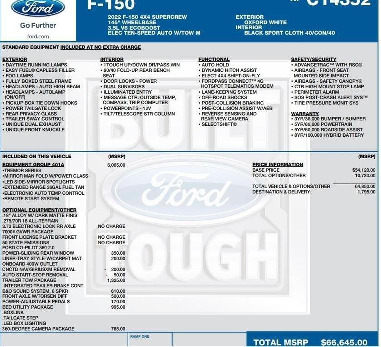 used 2022 Ford F-150 car, priced at $46,995