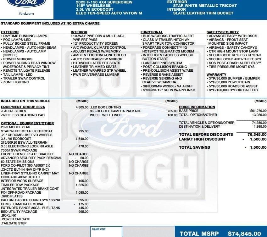 used 2023 Ford F-150 car, priced at $52,995