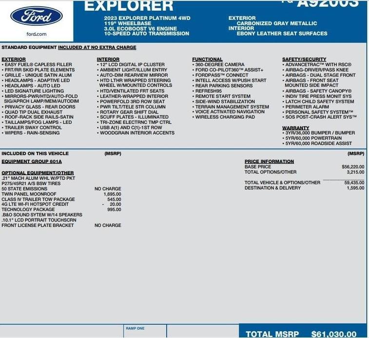 used 2023 Ford Explorer car, priced at $45,995