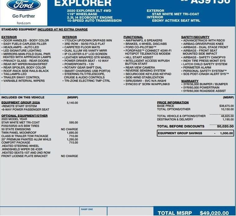 used 2020 Ford Explorer car, priced at $20,495