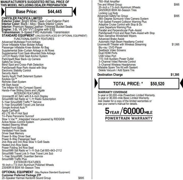 used 2019 Chrysler Pacifica car, priced at $15,495