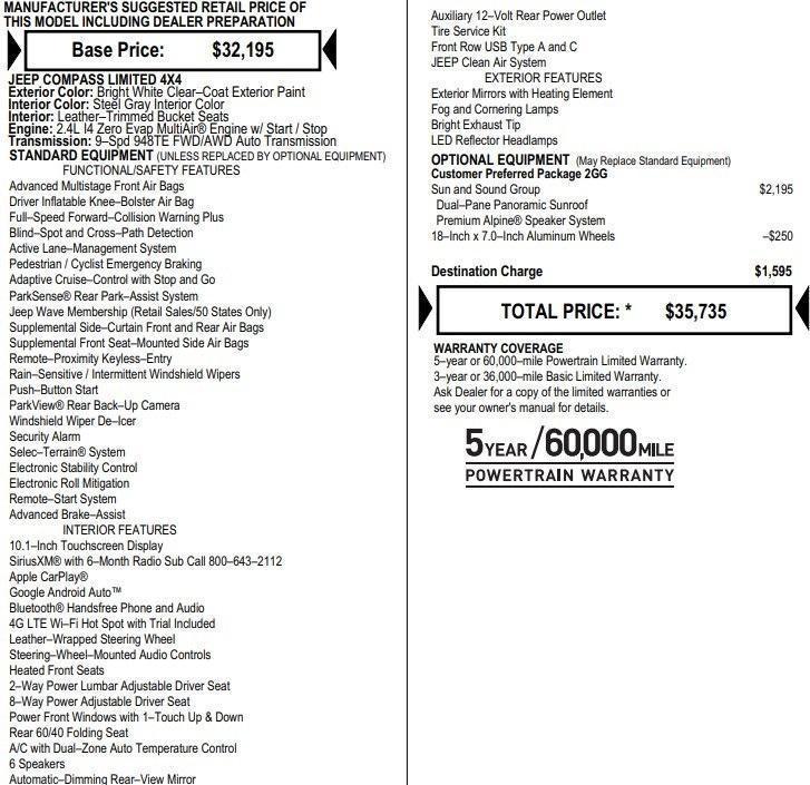 used 2022 Jeep Compass car, priced at $23,995