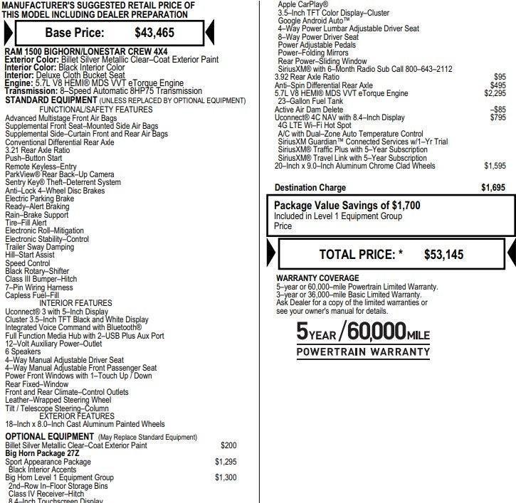 used 2021 Ram 1500 car, priced at $34,995