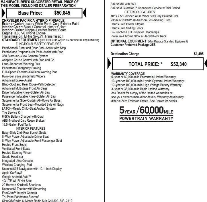 used 2021 Chrysler Pacifica Hybrid car, priced at $27,995