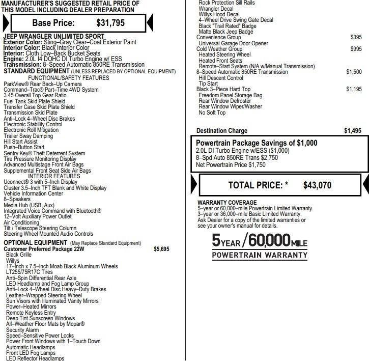 used 2020 Jeep Wrangler Unlimited car, priced at $26,995