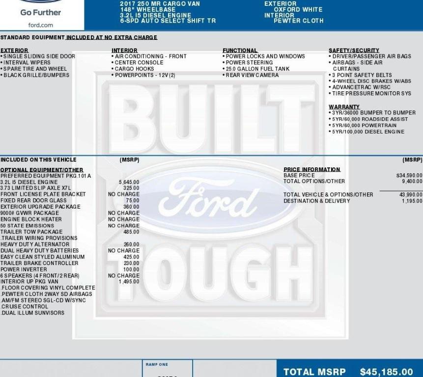 used 2017 Ford Transit-250 car, priced at $26,995