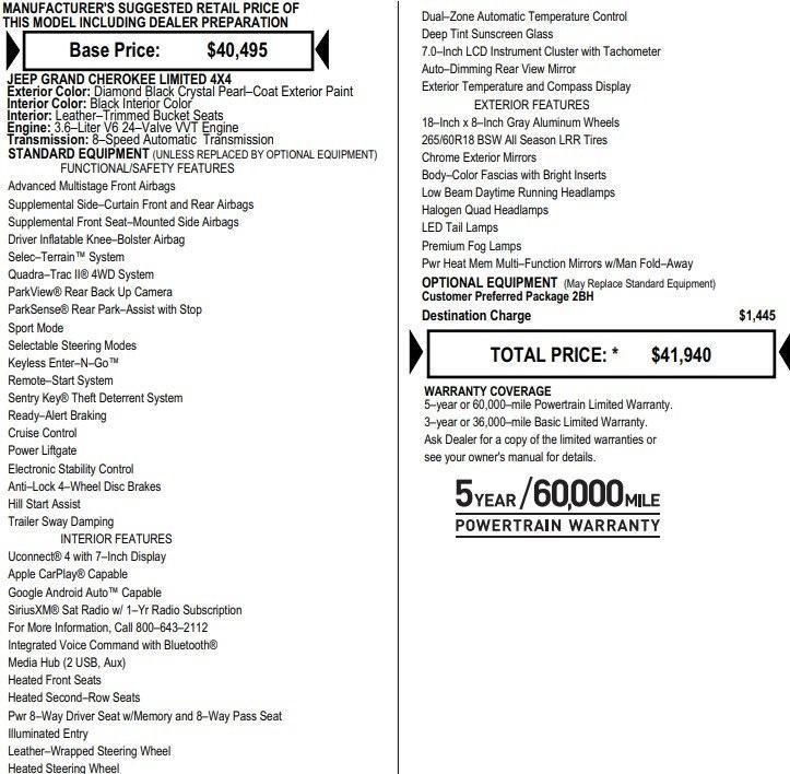 used 2018 Jeep Grand Cherokee car, priced at $15,995