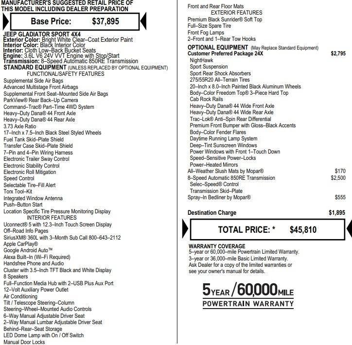used 2024 Jeep Gladiator car, priced at $33,995