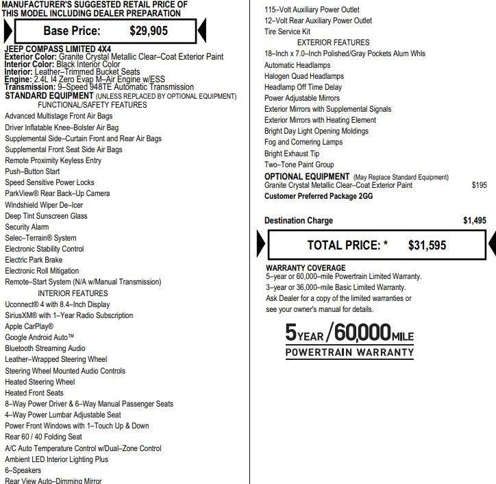 used 2020 Jeep Compass car, priced at $17,995